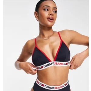 Tommy Hilfiger Jeans triangle bikini top in navy blue